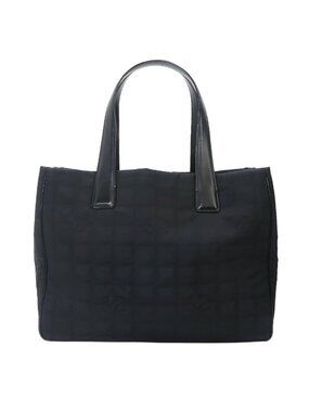 Chanel Line Tote MM Nylon Jacquard Leather Black